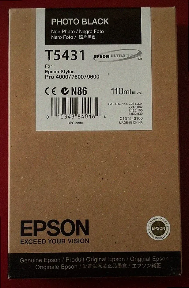 12/2016 NIB Genuine Epson 110ml Ink T5431 Photo Black Stylus Pro 4000/7600/9600