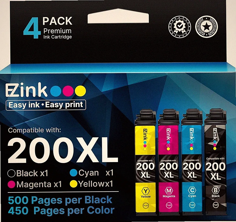 200XL Ink Cartridges 4PK Replacement for Epson XP-200 WF-2520 WF-2530 Printers