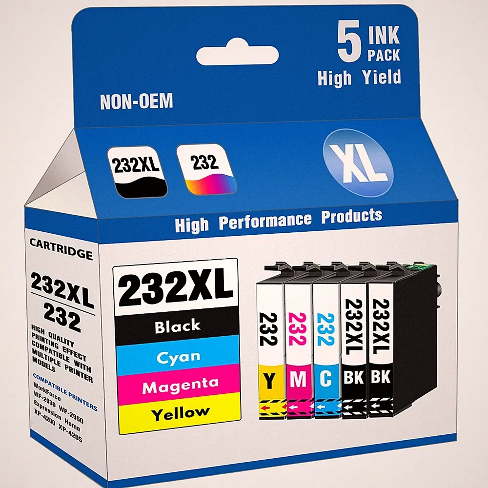 232XL Replacement for Epson Ink XP-4200 XP-4205 WF-2930 Printers (2BK/1C/1M/1Y)