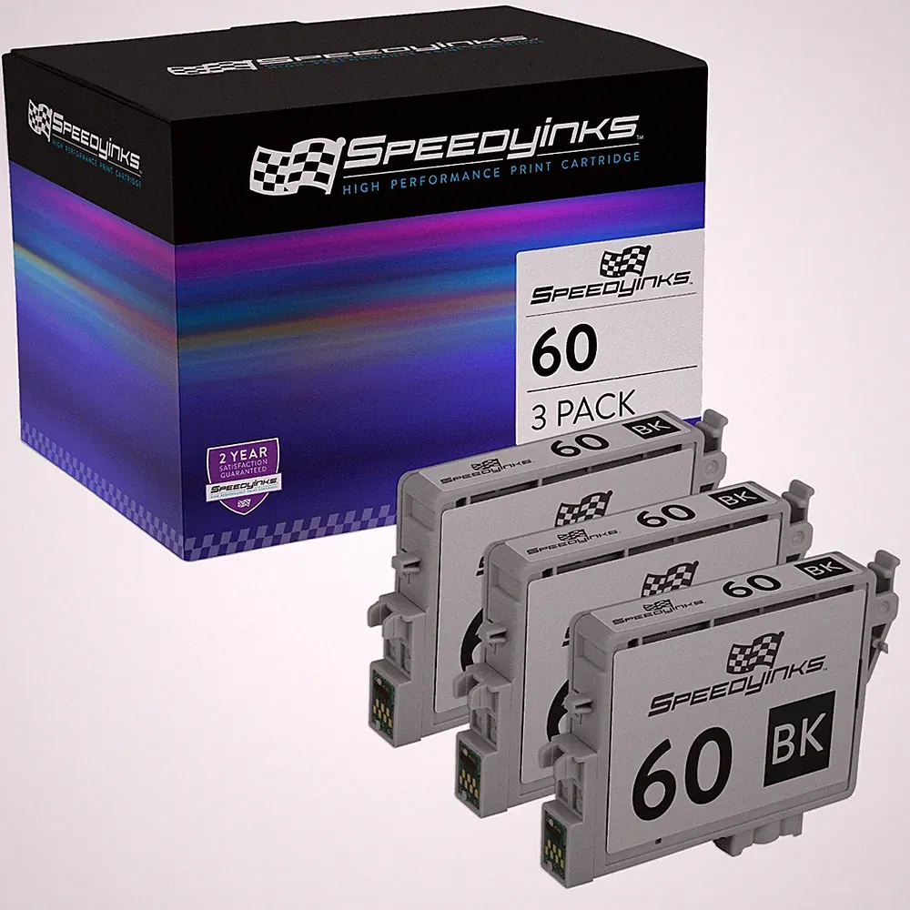 3 Pk Reman Replacement for Epson T060120 (T0601) Blk Pigment Based Ink Cartridge