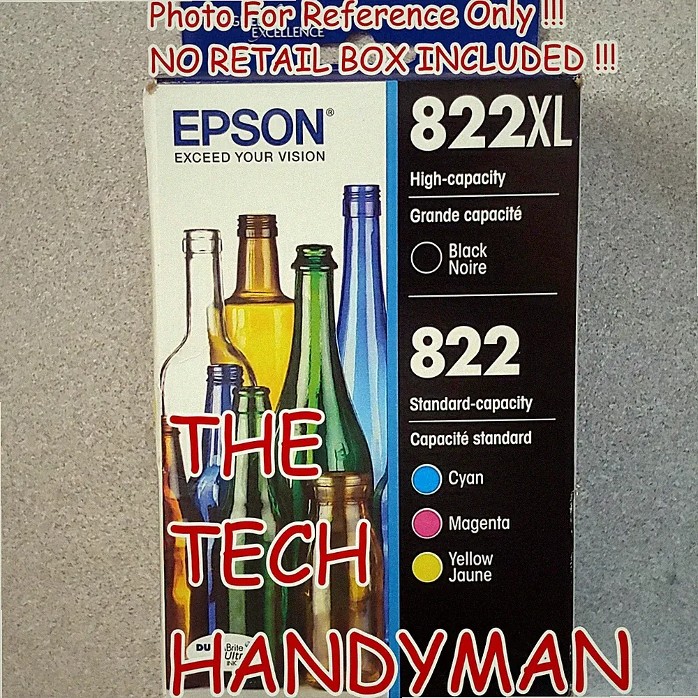 4-PACK EPSON GENUINE 822XL BLACK & 822 COLOR INK (NO RETAIL BOX) WF-3820 WF-3823