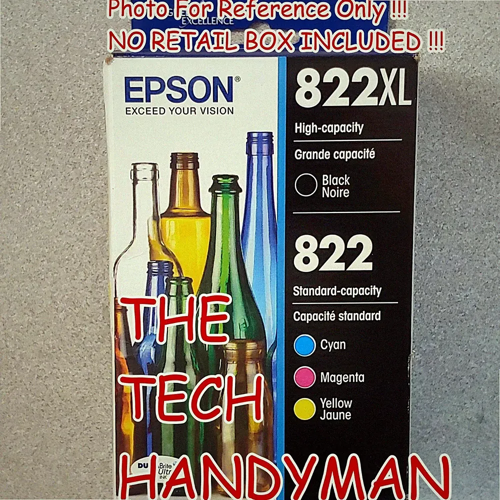 4-PACK EPSON GENUINE 822XL BLACK & 822 COLOR INK (NO RETAIL BOX) WF-4820