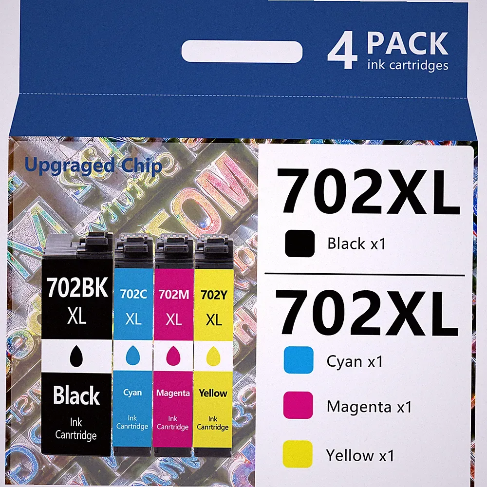 4PK 702XL T702XL Ink Cartridges For Epson WorkForce Pro WF-3720 WF-3730 WF-3733