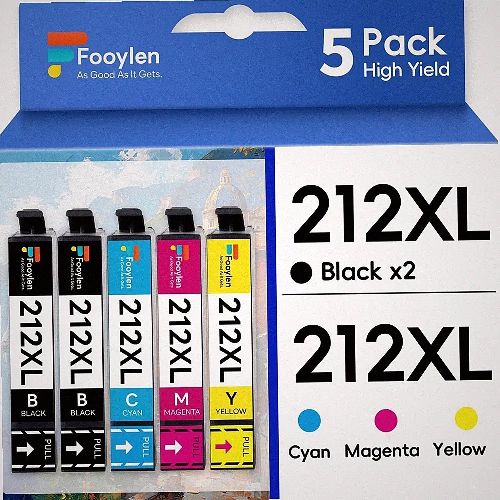 5x Compatible With 212XL Ink for Epson Workforce XP-4100 XP-4105 WF-2830 WF-2850