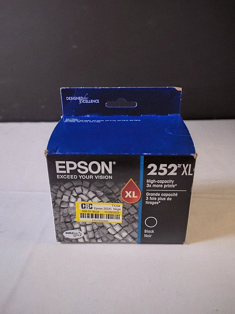 Epson 252XL High-capacity(3x the Prints)DURABrite Ultra Black Noir Ink Cartridge