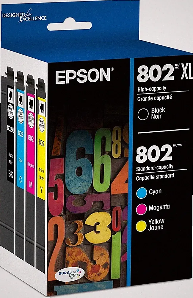 EPSON 802XL DURABrite Ink Combo T802XL-BCS WF-4720 4730 4740 Pack