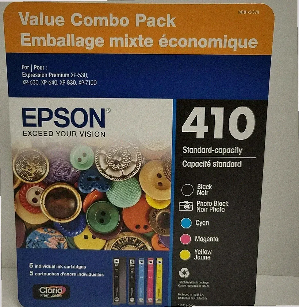 Genuine Epson 410 Ink Cartridge B/C/M/Y-For X830 XP7100 Printer-Photo-OEM 5PK