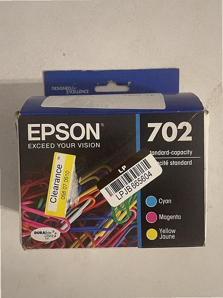 Genuine Epson 702 Color Ink Cartridge CYM OEM New Sealed Exp 02/2027