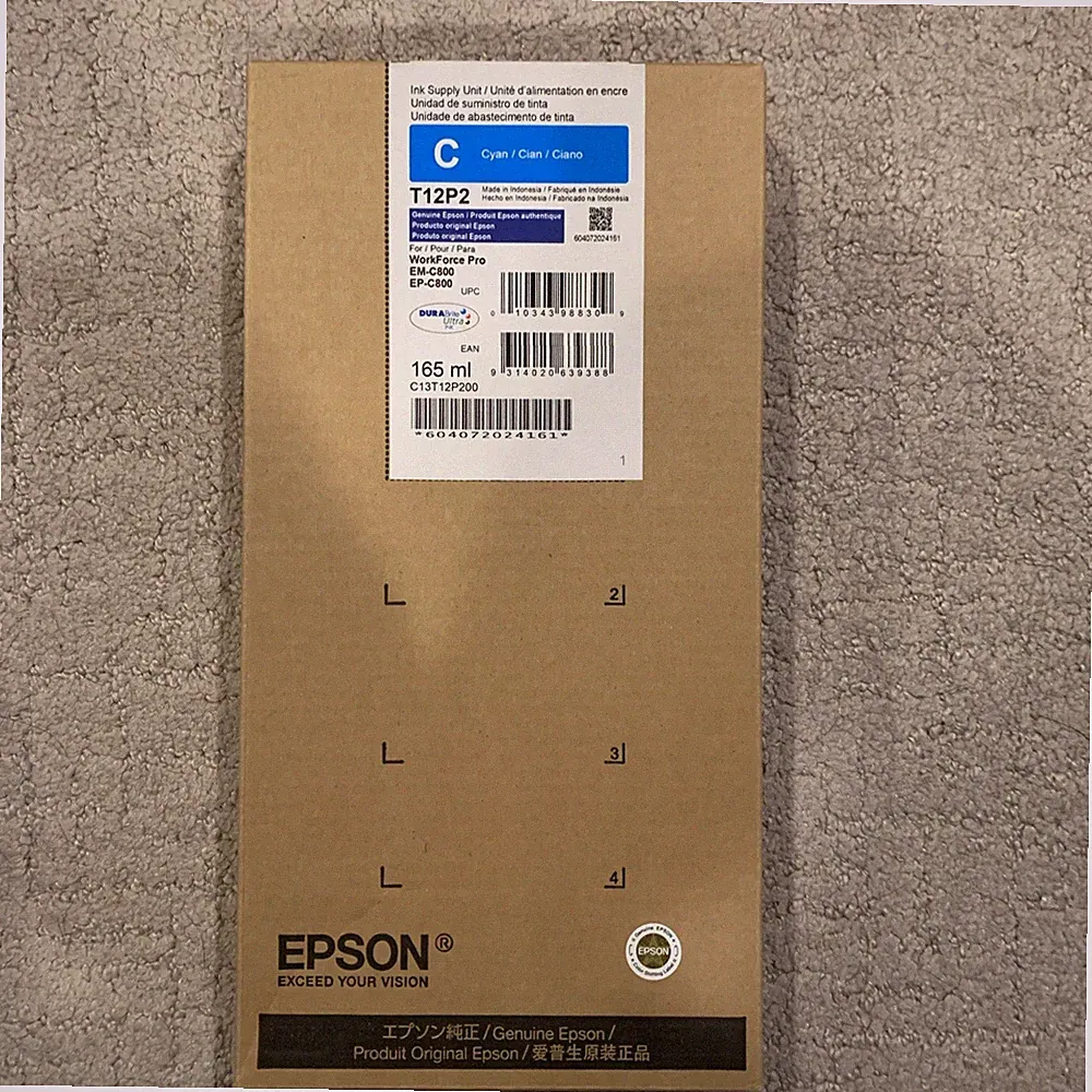 Genuine Epson WorkForce Pro EM/EP-C800 Cyan XXL Ink T12P2 OEM