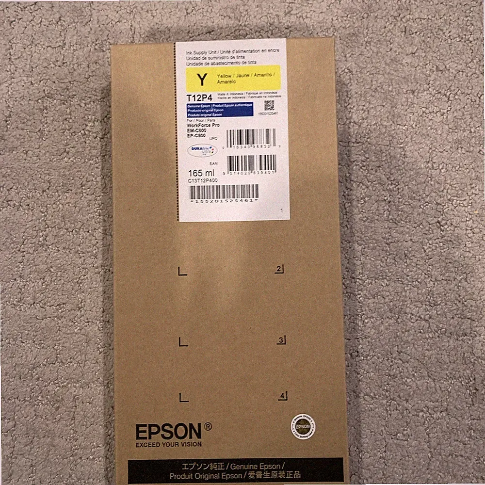 Genuine Epson WorkForce Pro EM/EP-C800 Y XXL Ink Yellow T12P4 OEM