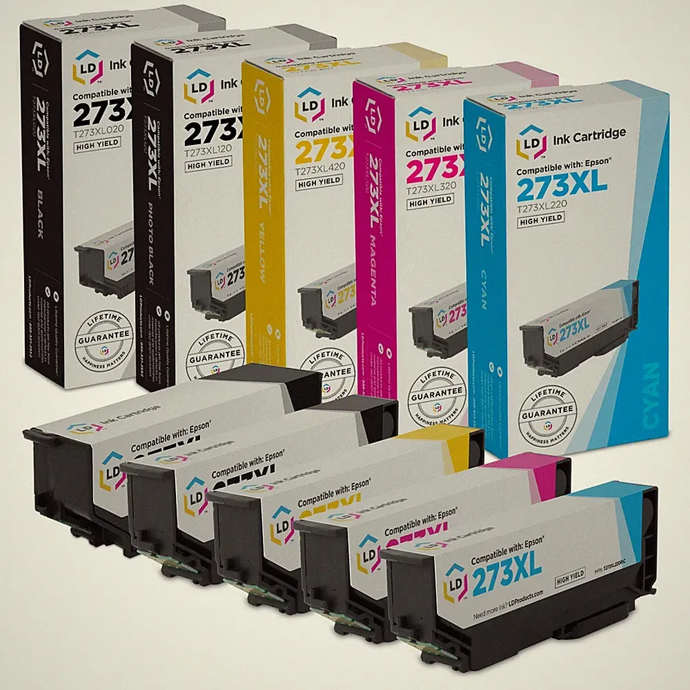 LD REMAN Epson T273XL/T273 Ink Set of 5 for XP 520, 600, 610, 620, 800, 810, 820