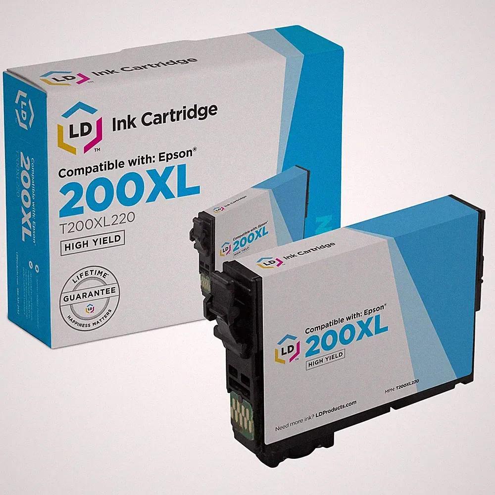 LD T200XL220 200XL Cyan Ink Cartridge for Epson XP-400 XP-200 WF-2520 WF-2530