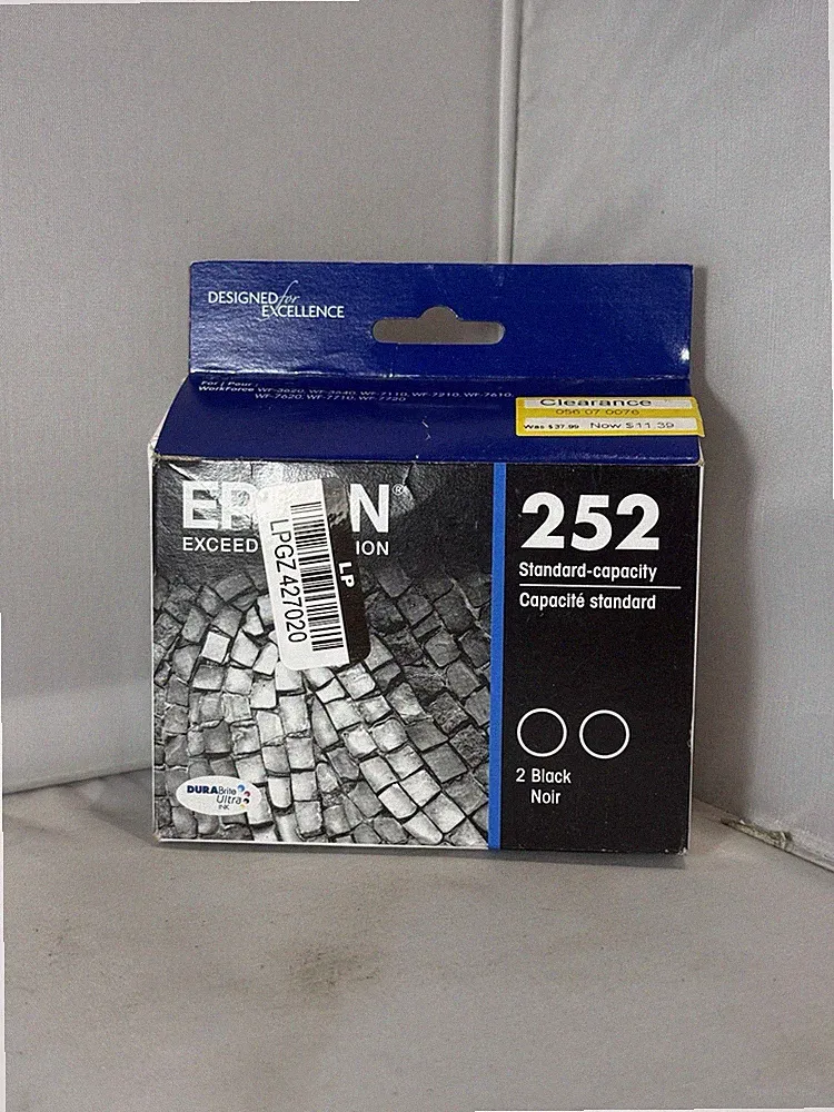 New Genuine Epson (2) 252 BLACK Ink CARTRIDGE Sealed EXP before 3/26