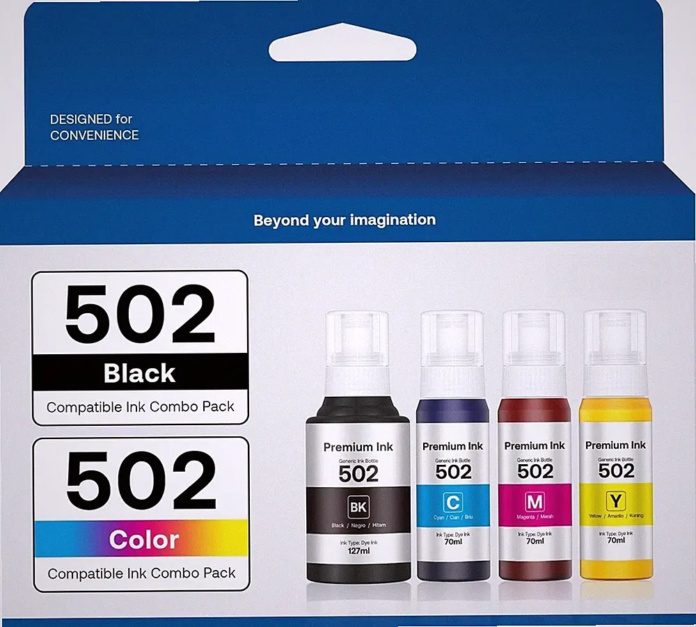 Refill Ink Bottle for Epson EcoTank 502 ET-4760 ET-2760 ET-2750 ET-3760 ET-2850